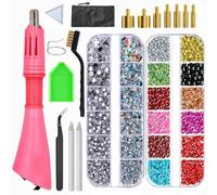 Bacxzomx Applicatore Strass Termoadesivi con 7 Punte, 2 Scatole Strass Decorativi, Pinze, Spazzola, 2 Matite, Kit Hotfix Strass Applicatore per Tessuti, Vestiti, Fai Da Te (Rosa)