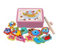 Bacxzomx Giocattoli di Legno Montessori Gioco di Pesca Magnetico, Bambini 1-2 Anni per Sviluppo Educativo (Rosa)