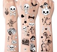 Bad 2 - Tatuaggi temporanei a forma di teschio, 300+ Bad 2 osso, decorazioni per feste, bomboniere per bambini e ragazzi, decorazioni per il 2° compleanno, scheletro nero e bianco, adesivi per