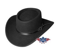 Bad Beat Cappello Nero Western Country Stras And Stripes 100% Feltro Unisex
