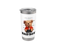Bad Boy Tee Shirt, Funny Teddy Bear Graphic Design Style Fun Bicchiere termico in acciaio inox doppia parete