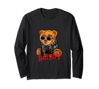 Bad Boy Tee Shirt, Funny Teddy Bear Graphic Design Style Fun Maglia a Manica