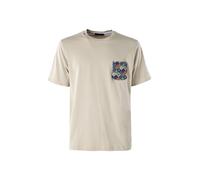 bad boys T-shirt girocollo da uomo in cotone con taschino decorato - sabbia