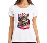 Bad Cat Club No Rules Smoking Japan Y2K - Maglietta da donna, bianco, S