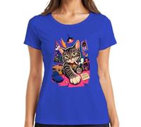Bad Cat Club No Rules Smoking Japan Y2K - Maglietta da donna, Blu, L