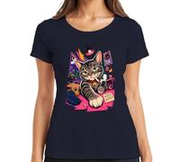 Bad Cat Club No Rules Smoking Japan Y2K - Maglietta da donna, blu navy, L