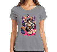 Bad Cat Club No Rules Smoking Japan Y2K - Maglietta da donna, grigio., M
