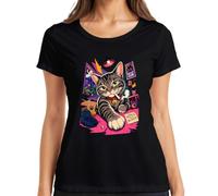 Bad Cat Club No Rules Smoking Japan Y2K - Maglietta da donna, Nero , S