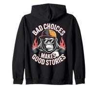 Bad Choices Good Stories - Occhiali da Sole con Scimmia, Stile retrò Felpa con Cappuccio