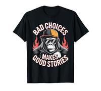 Bad Choices Good Stories - Occhiali da Sole con Scimmia, Stile retrò Maglietta