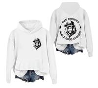 Bad Choices Make Good Stories Felpa con cappuccio divertente scimmia a maniche lunghe con grafica per donne e uomini, bianco, XXL