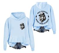 Bad Choices Make Good Stories Felpa con cappuccio divertente scimmia a maniche lunghe con grafica per donne e uomini, Blu Carolina, 3XL