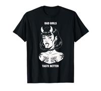 Bad Girls Taste Better Tattoo Devil Halloween Uomini Donne Maglietta