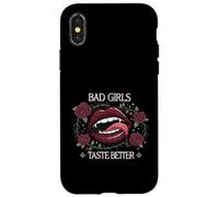 Bad Girls Taste Better Vampiro Labbra Gotico Floreale Custodia per iPhone X/XS