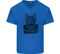 Bad Kitty New York City Polizia Mens T-Shirt Cotone Scollo a V
