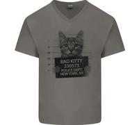 Bad Kitty New York City Polizia Mens T-Shirt Cotone Scollo a V