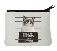 Bad Kitty - Portamonete in neoprene con simpatico gatto, 10 x 11 cm, colore: Bianco