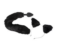 Cofanetto Plug Anale Coda Felino Nero e Cerchietto Gatto