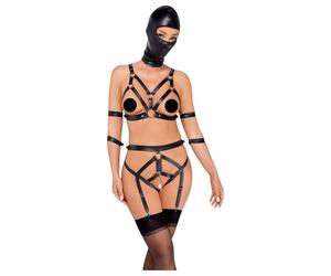 Bad Kitty - set imbragatura corpo e maschera (nero) - M