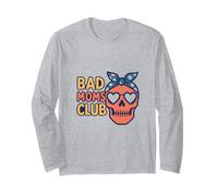 Bad Moms Club Skull Funny Daying Festa della Mamma Maglia a Manica