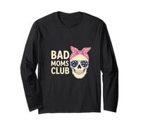 Bad Moms Club Skull Funny Daying Festa della Mamma Maglia a Manica