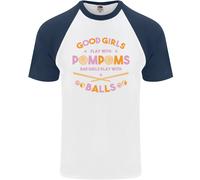 Bad Ragazze Play Con Piscina Sfere 9-Ball DA UOMO S/S Baseball T-Shirt