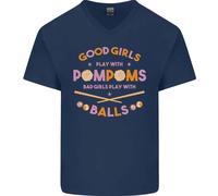 Bad Ragazze Play Con Piscina Sfere 9-Ball Uomo Scollo A V Cotone T-Shirt