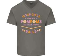 Bad Ragazze Play Con Piscina Sfere 9-Ball Uomo Scollo A V Cotone T-Shirt