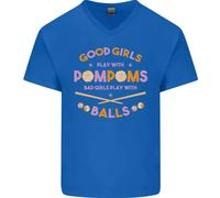 Bad Ragazze Play Con Piscina Sfere 9-Ball Uomo Scollo A V Cotone T-Shirt