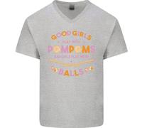 Bad Ragazze Play Con Piscina Sfere 9-Ball Uomo Scollo A V Cotone T-Shirt