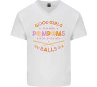 Bad Ragazze Play Con Piscina Sfere 9-Ball Uomo Scollo A V Cotone T-Shirt