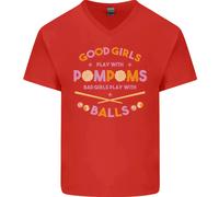 Bad Ragazze Play Con Piscina Sfere 9-Ball Uomo Scollo A V Cotone T-Shirt