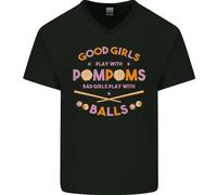Bad Ragazze Play Con Piscina Sfere 9-Ball Uomo Scollo A V Cotone T-Shirt