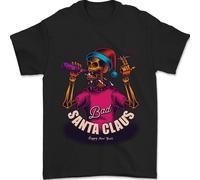 Bad Santa Claus Divertente Skull Beer Alcol Uomo T-Shirt 100% Cotone