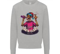 Bad Santa Claus Divertente Teschio Birra Alcol Uomo Felpa Maglione