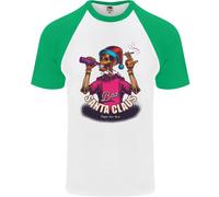Bad Santa Claus Maglietta Da Baseball Divertente Con Teschio Per Uomo S/S
