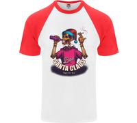 Bad Santa Claus Maglietta Da Baseball Divertente Con Teschio Per Uomo S/S