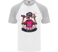 Bad Santa Claus Maglietta Da Baseball Divertente Con Teschio Per Uomo S/S