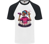 Bad Santa Claus Maglietta Da Baseball Divertente Con Teschio Per Uomo S/S