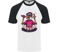 Bad Santa Claus Maglietta Da Baseball Divertente Con Teschio Per Uomo S/S