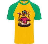 Bad Santa Claus Maglietta Da Baseball Divertente Con Teschio Per Uomo S/S