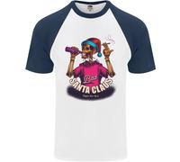 Bad Santa Claus Maglietta Da Baseball Divertente Con Teschio Per Uomo S/S