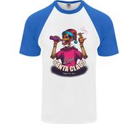 Bad Santa Claus Maglietta Da Baseball Divertente Con Teschio Per Uomo S/S