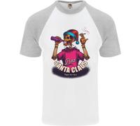 Bad Santa Claus Maglietta Da Baseball Divertente Con Teschio Per Uomo S/S