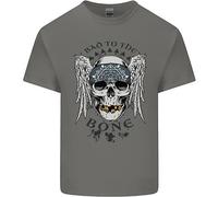 Bad To The Bone Biker Skull Angel Motorbike T-Shirt Per Bambini