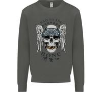 Bad To The Bone Biker Teschio Angel Moto Bambini Felpa Maglione