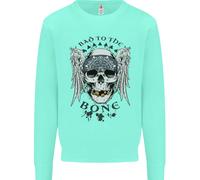 Bad To The Bone Biker Teschio Angel Moto Bambini Felpa Maglione