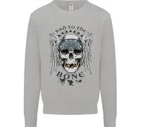 Bad To The Bone Biker Teschio Angel Moto Bambini Felpa Maglione