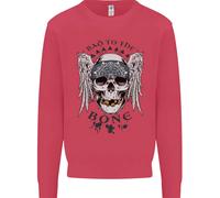 Bad To The Bone Biker Teschio Angel Moto Bambini Felpa Maglione