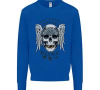 Bad To The Bone Biker Teschio Angel Moto Bambini Felpa Maglione